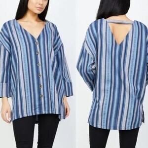 Anthropologie Cotton Striped Women's Button Down Top